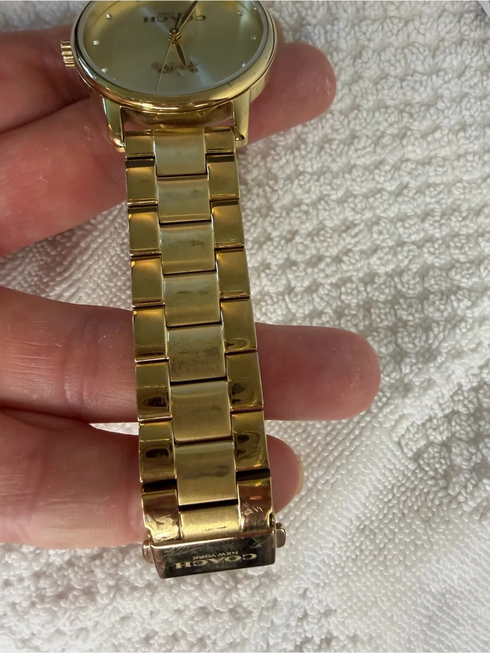 Coach Gold Tone Women's Watch bracket watch with box champagne